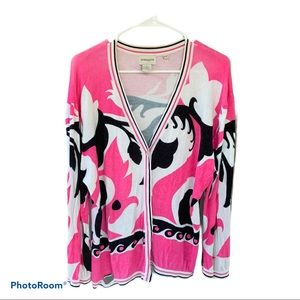 Vintage Look Light Sweater Pink, Black & White XL